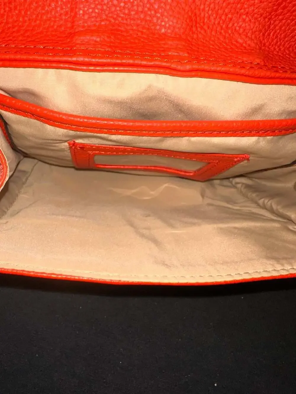 No.91 Giani Bernini Pebbled Orange Leather Hobo Shoulder Bag with Chain Detail